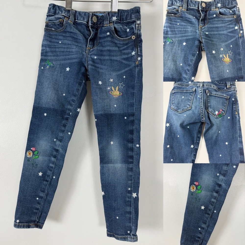 GAP Sarah Jessica Parker Jeans Embroidered Skinny Fit‎ Size 5 Girls Adjustable